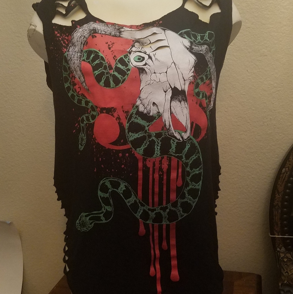 At All Costs ~ Rocker Goth Skull Shirt